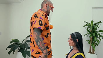 Veguetta ends up riding master roshi's hard cock and swallows all his cum la rola