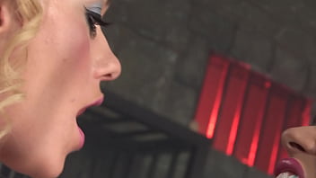 Kaia kane scares blonde damsel paige and fucks her with fingers and vibe