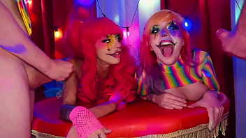 Cock crazed clown couple swap