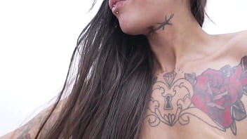 Free two alt inked babes take turns bareback on bbc and swap his load