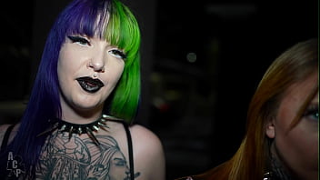 Two goth whores got invited to famous singer house for a night cap