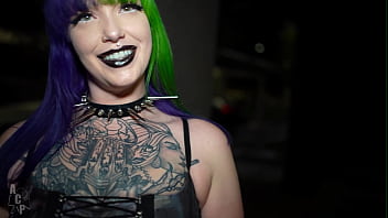 Two goth whores got invited to famous singer house for a night cap