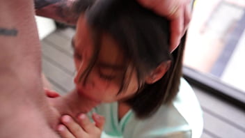 Cute brunette sucks dick to pay rent