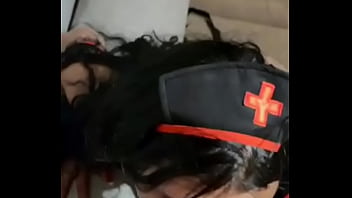 Latina with blue eyes showing her dick sucking skills