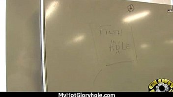 Natural cute black teen tries out gloryhole 19