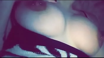 Teen girlfriend playing with tits for hubby