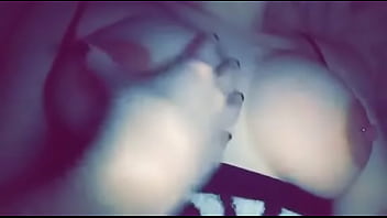 Teen girlfriend playing with tits for hubby