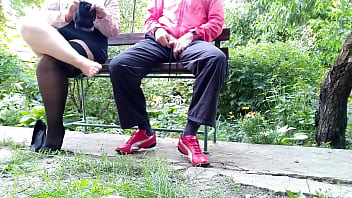 My mother in law loves it when i cum on her nylon stockings