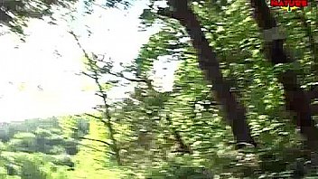 Brunette mature takes a hot facial outdoors