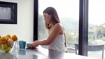 Horny lesbian girlfriends kissing passionately