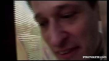 Sabrina masturbates until she gives a blowjob and gets cum on her tits