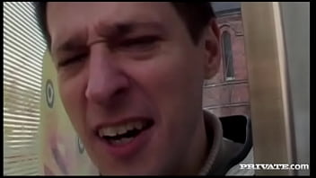 Sabrina masturbates until she gives a blowjob and gets cum on her tits