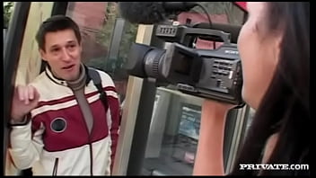 Sabrina masturbates until she gives a blowjob and gets cum on her tits