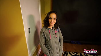 Brunette ryann sucks a cock and gets her pussy deeply fucked