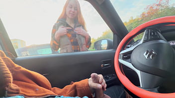 Public dick flash in car stranger girl caught me jerking off in public show boobs and helped me