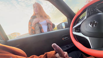 Public dick flash in car stranger girl caught me jerking off in public show boobs and helped me