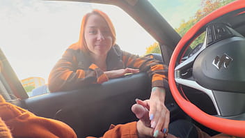 Public dick flash in car stranger girl caught me jerking off in public show boobs and helped me