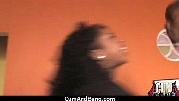 Black chick deepthroats a group of white studs and gets rewarded with cum 24