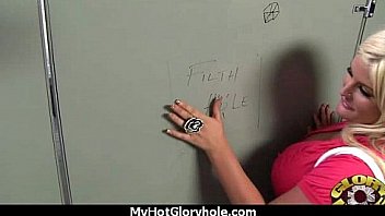 Hot couple having oral sex in gloryhole interracial 14