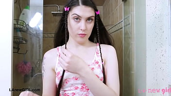 Sizzling hot brunette enjoys a sensual bath