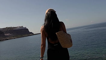 Beach perfect tits & big ass exposed in public and gets fucked after topless