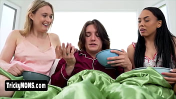 Taboo threesome with nympho stepmother