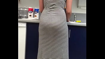 Long dress back side of this girl at work