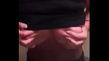 Blonde girl with big boobs flash in the bathoom