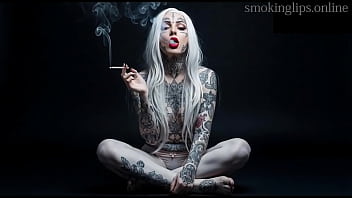 Smoke fetish smoking girl red lipstick ai movie