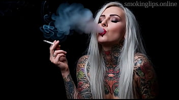 Smoke fetish smoking girl red lipstick ai movie