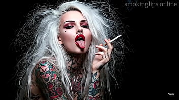 Smoke fetish smoking girl red lipstick ai movie
