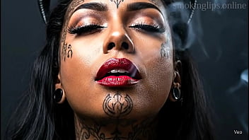 Smoke fetish smoking girl red lipstick ai movie