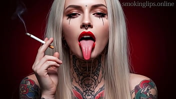 Smoke fetish smoking girl red lipstick ai movie