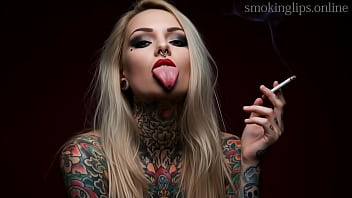Smoke fetish smoking girl red lipstick ai movie