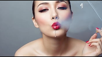 Smoke fetish smoking girl red lipstick ai movie