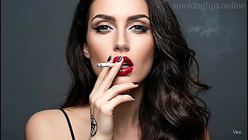 Smoke fetish smoking girl red lipstick ai movie