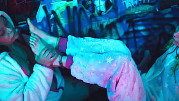 Lesbian babe worshiping her girlfriend's feet