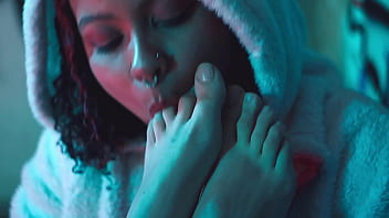 Lesbian babe worshiping her girlfriend's feet