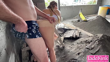 Slut fucked outdoor in a public construction site big ass pov