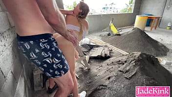 Slut fucked outdoor in a public construction site big ass pov