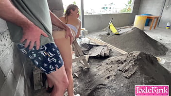 Slut fucked outdoor in a public construction site big ass pov