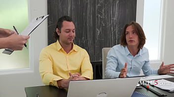 Bossy milf takes on two cocks to help cover up a corporate debacle Bossy milf takes on two cocks to help cover up a corporate debacle