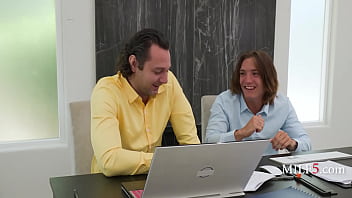 Bossy milf takes on two cocks to help cover up a corporate debacle