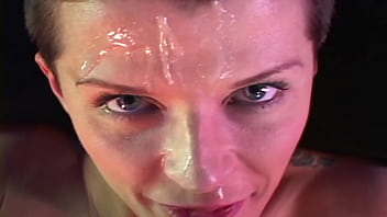 Ballooned up busty milf blowjob & facial