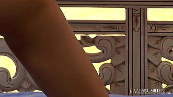 Horny danielle derek plays with her massive tits on a park bench