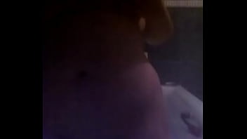 Big tits girl touching on shower