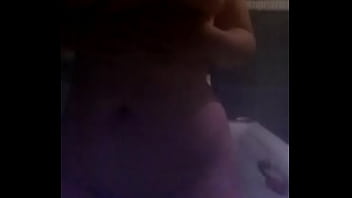 Big tits girl touching on shower