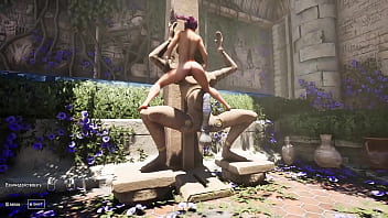 The rhythmic statue caught lara croft off guard again and made her cum