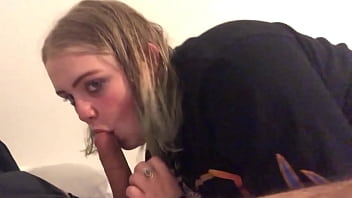 Sexy blonde showing how she sucks cock