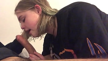 Sexy blonde showing how she sucks cock